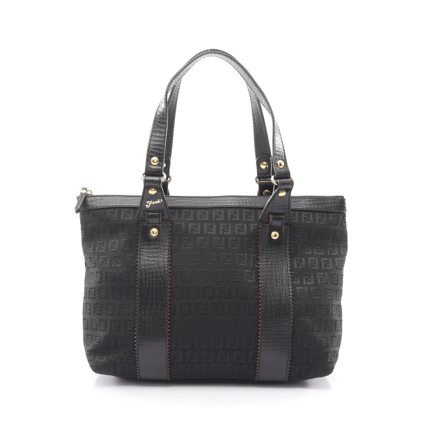 ズッキーノ ハンドバッグ トートバッグ キャンバス レザー ブラック フェンディ バッグ FENDI