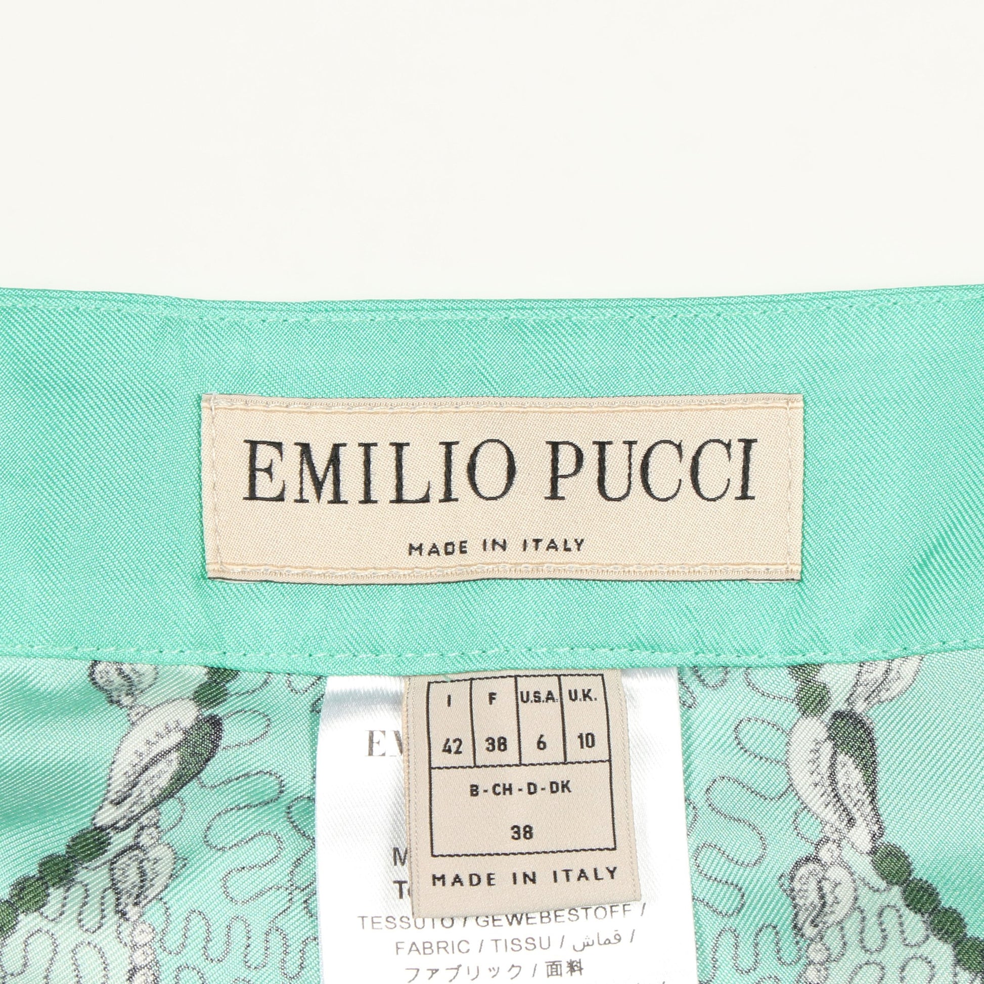 総柄 ワイドパンツ シルク ライトグリーン マルチカラー エミリオプッチ ボトムス EMILIO PUCCI