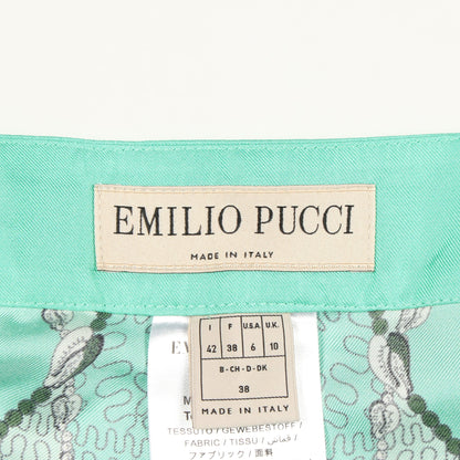 総柄 ワイドパンツ シルク ライトグリーン マルチカラー エミリオプッチ ボトムス EMILIO PUCCI
