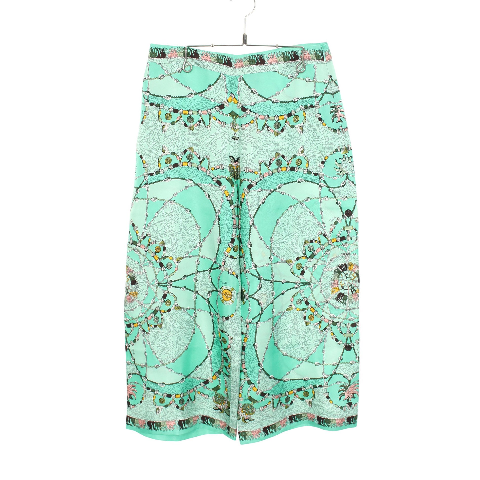 総柄 ワイドパンツ シルク ライトグリーン マルチカラー エミリオプッチ ボトムス EMILIO PUCCI