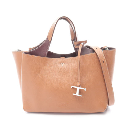 Tタイムレス ミニ 2WAY ハンドバッグ レザー ブラウン トッズ バッグ TOD'S