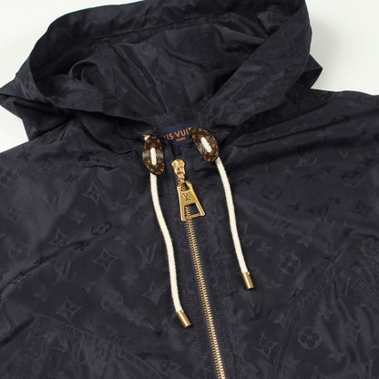 モノグラム フード付き ブルゾン シルク ネイビー ルイヴィトン アウター LOUIS VUITTON