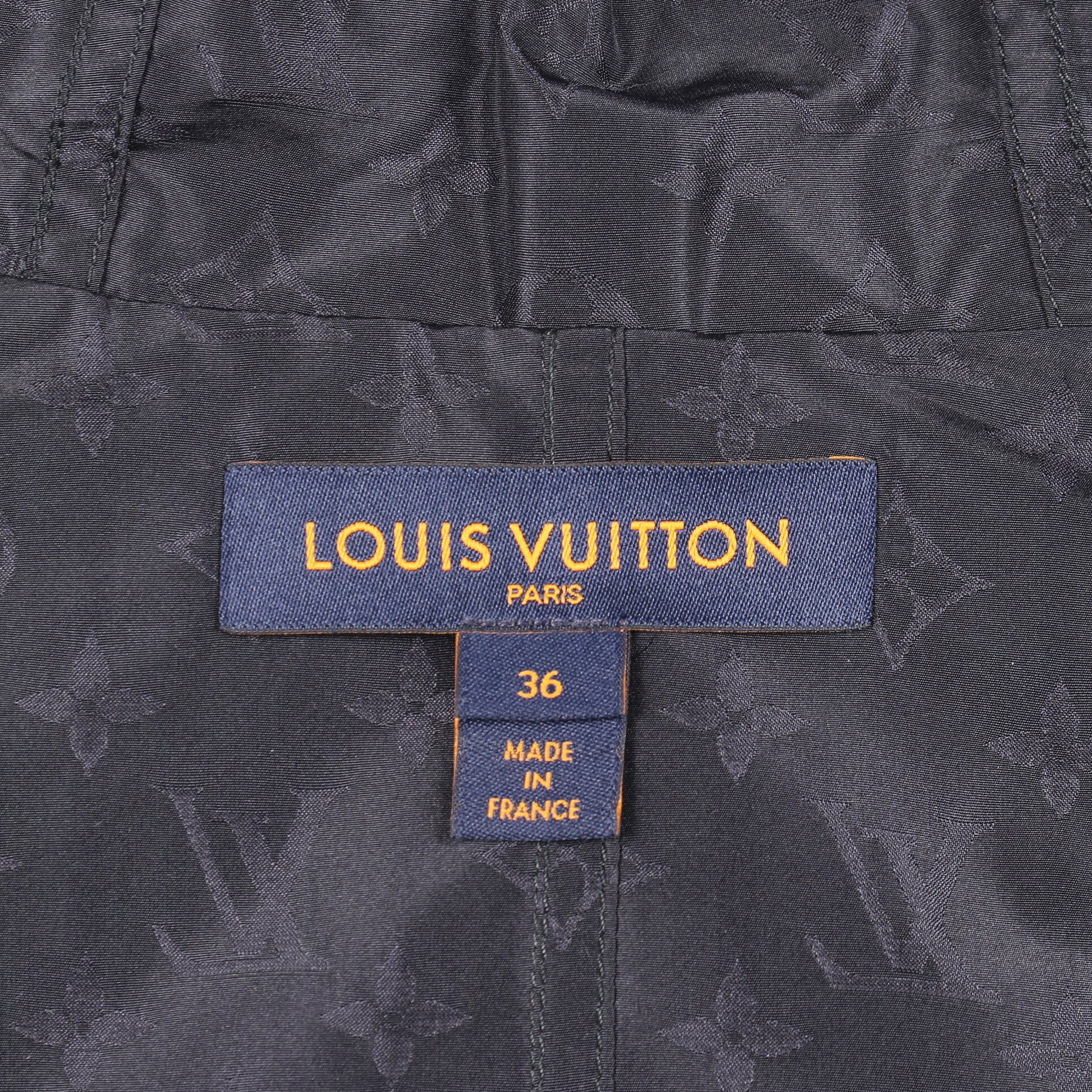 モノグラム フード付き ブルゾン シルク ネイビー ルイヴィトン アウター LOUIS VUITTON