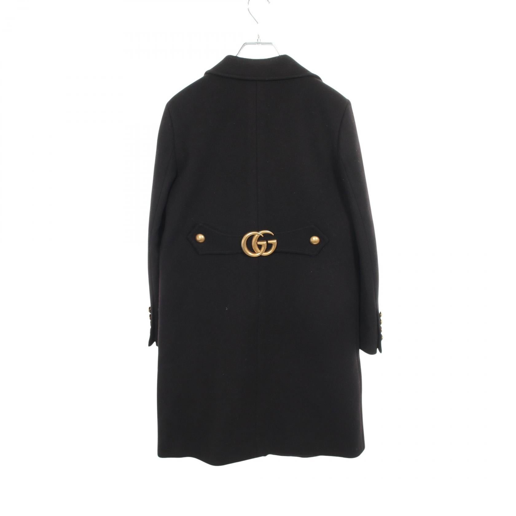 ダブルG チェスターコート ウール ブラック グッチ アウター GUCCI