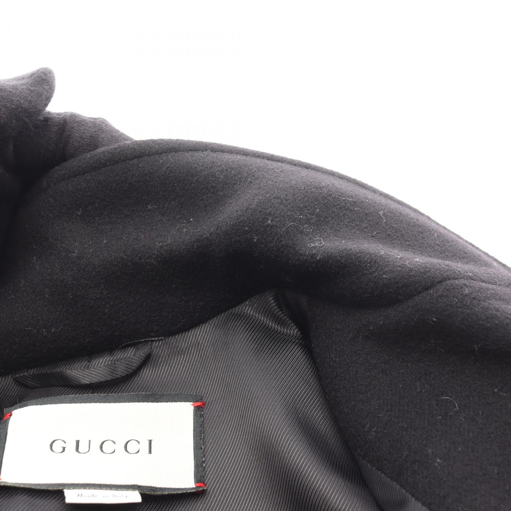 ダブルG チェスターコート ウール ブラック グッチ アウター GUCCI