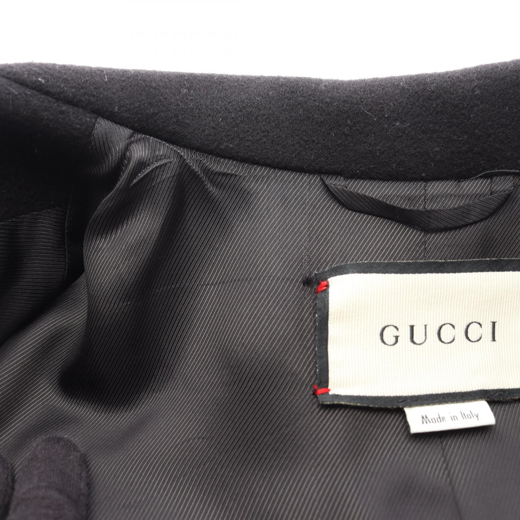 ダブルG チェスターコート ウール ブラック グッチ アウター GUCCI