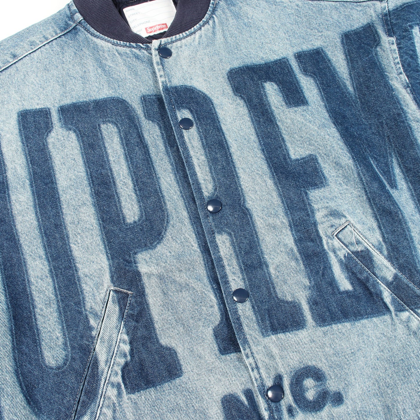 Washed Knockout Denim Varsity Jacket デニムジャケット コットン インディゴブルー シュプリーム アウター Supreme