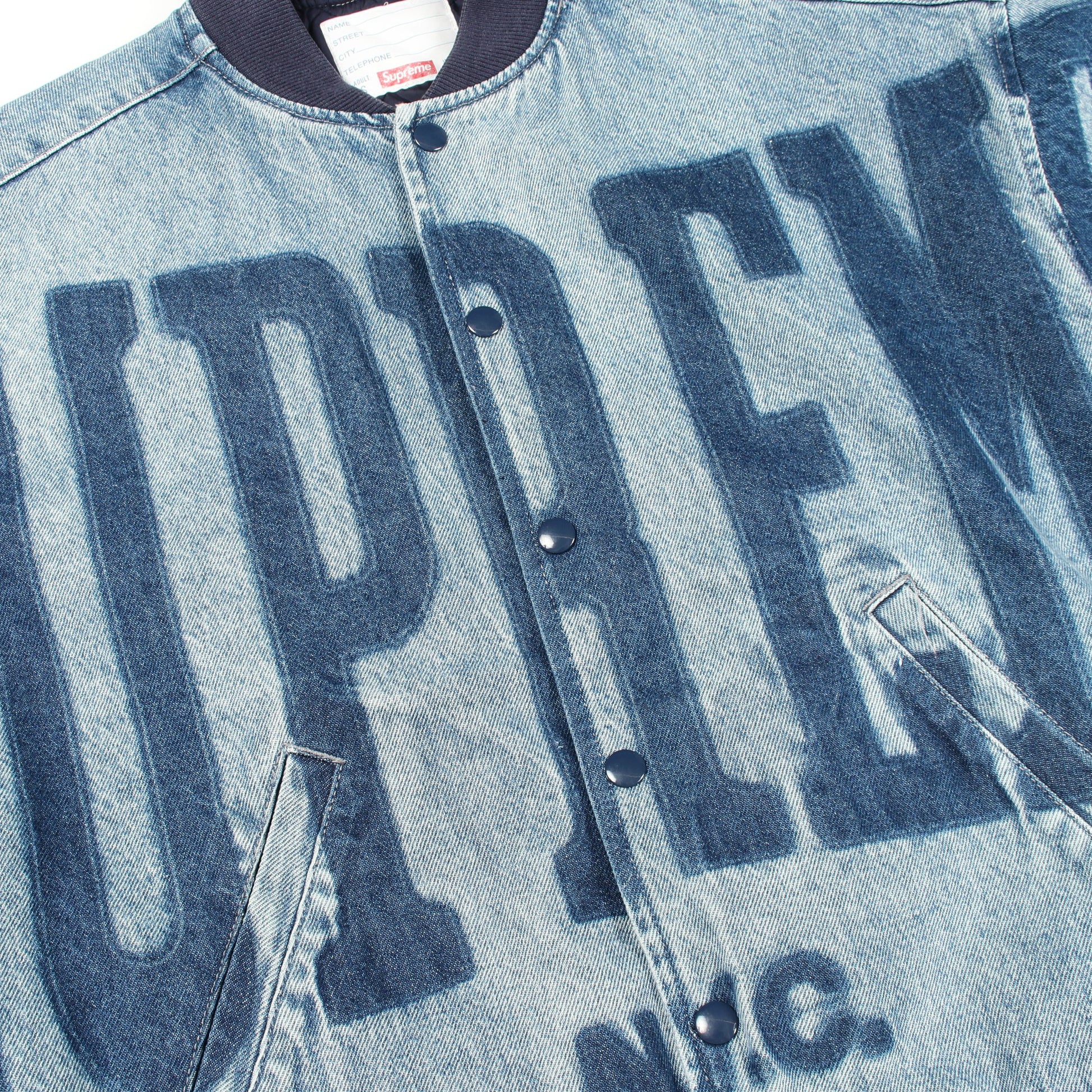 Washed Knockout Denim Varsity Jacket デニムジャケット コットン インディゴブルー シュプリーム アウター Supreme