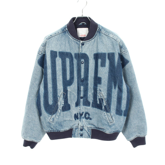 Washed Knockout Denim Varsity Jacket デニムジャケット コットン インディゴブルー シュプリーム アウター Supreme