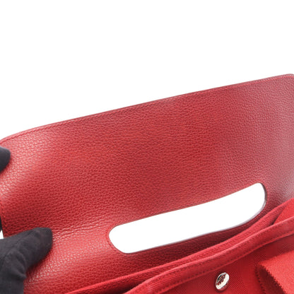 ヴァルパライソPM ハンドバッグ トワルシェブロン ヴァッシュリエジェ レッド シルバー金具 □J刻印 エルメス バッグ HERMES