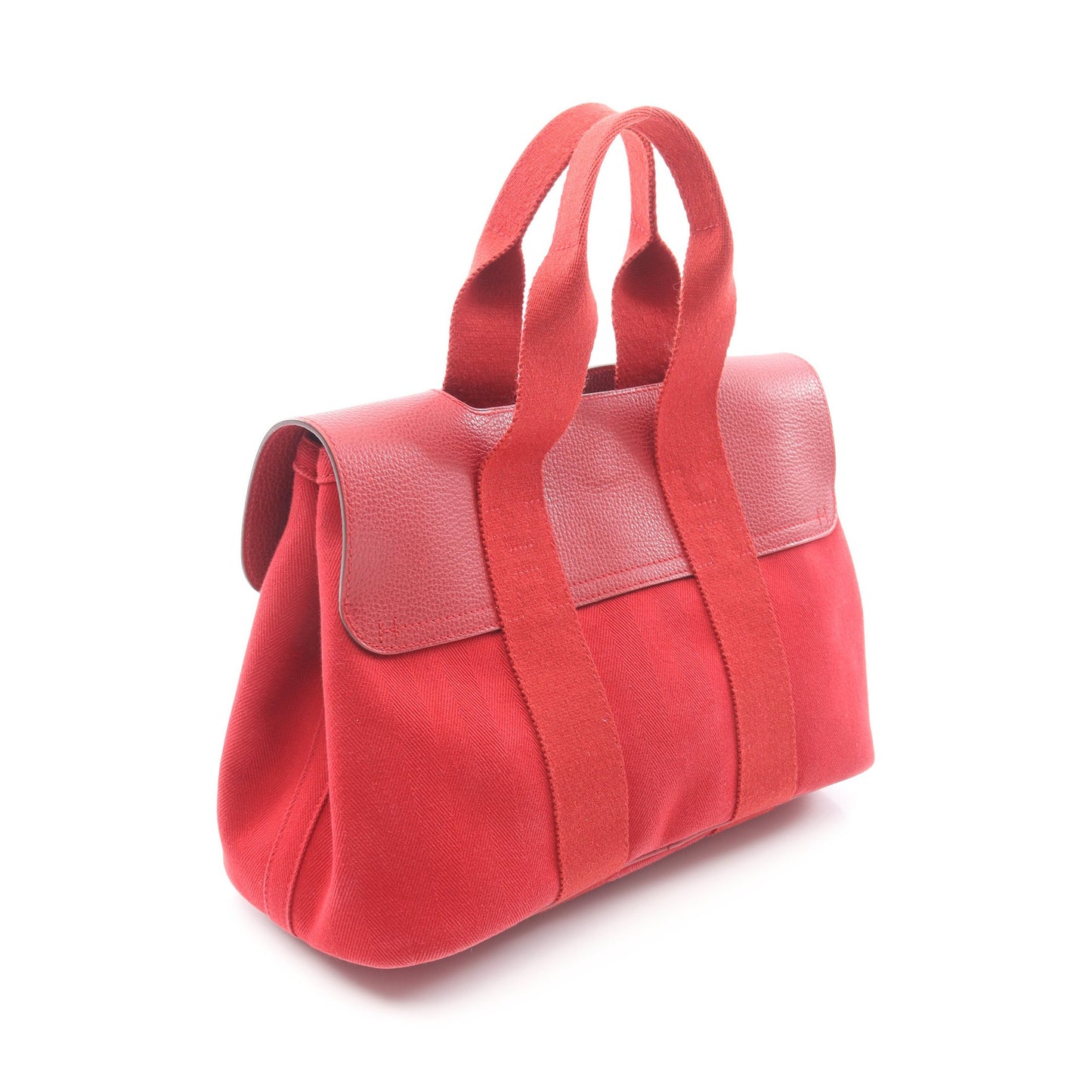 ヴァルパライソPM ハンドバッグ トワルシェブロン ヴァッシュリエジェ レッド シルバー金具 □J刻印 エルメス バッグ HERMES