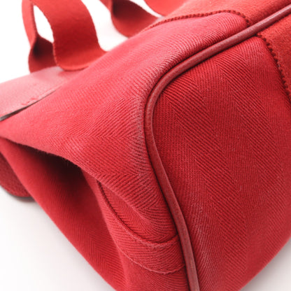 ヴァルパライソPM ハンドバッグ トワルシェブロン ヴァッシュリエジェ レッド シルバー金具 □J刻印 エルメス バッグ HERMES