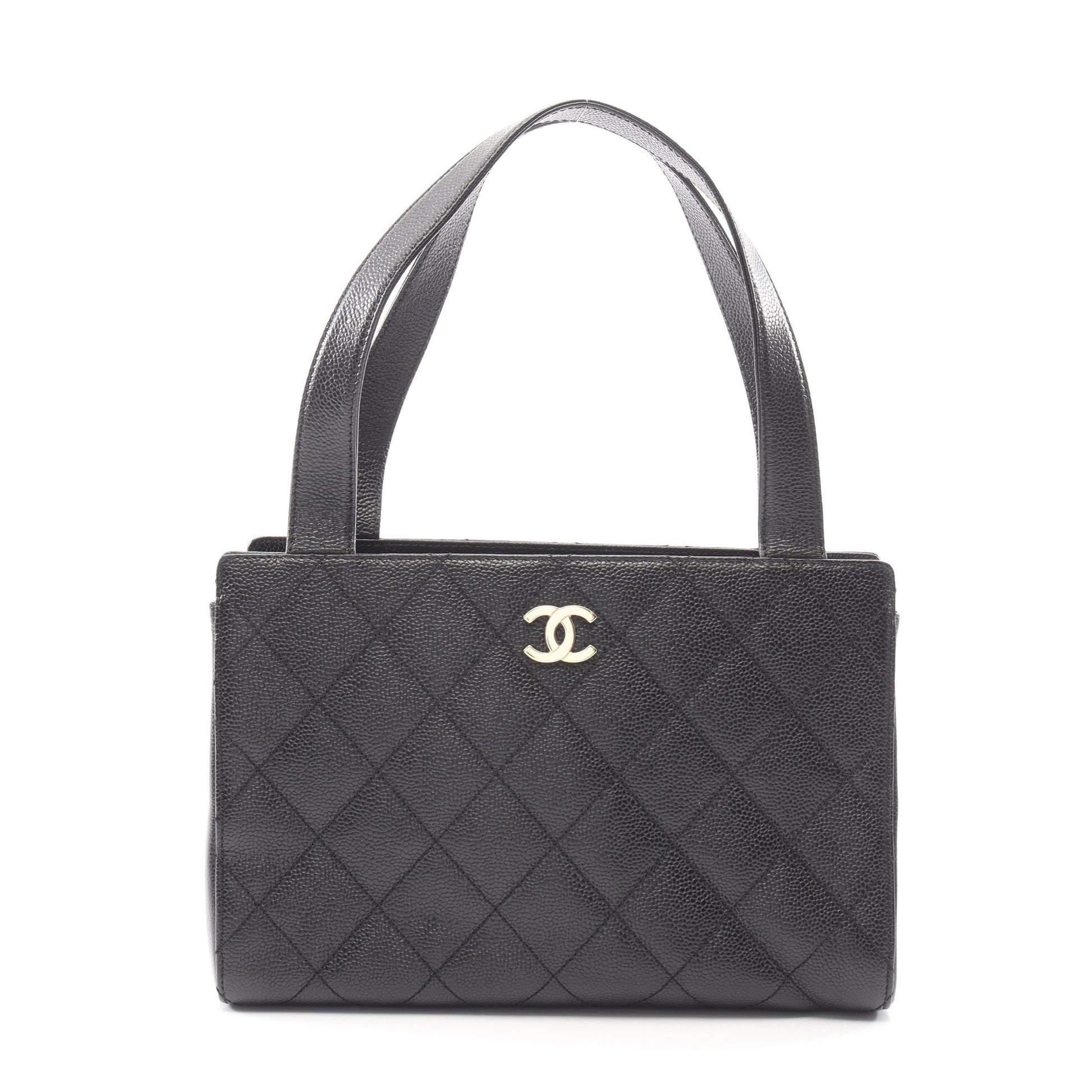 マトラッセ ハンドバッグ キャビアスキン ブラック ゴールド金具 シャネル バッグ CHANEL
