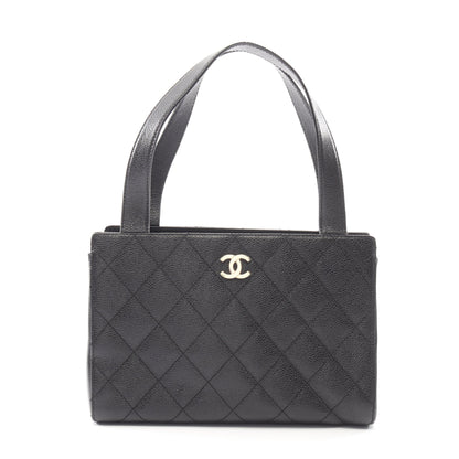 マトラッセ ハンドバッグ キャビアスキン ブラック ゴールド金具 シャネル バッグ CHANEL
