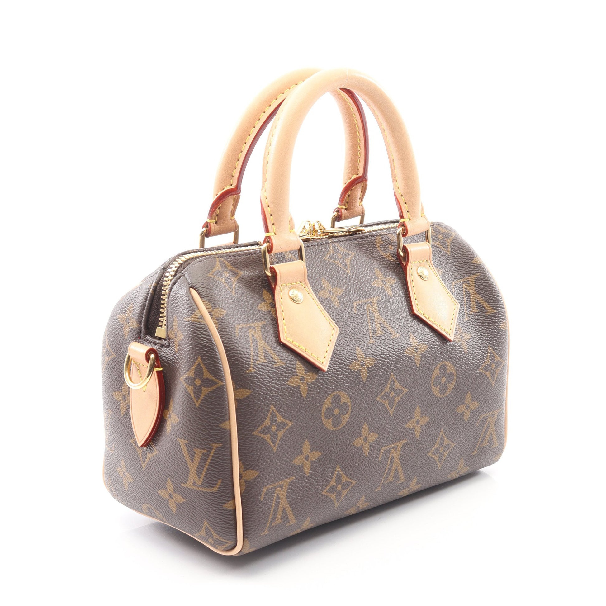 スピーディ バンドリエール 20 モノグラム ベージュ ハンドバッグ PVC レザー ブラウン 2WAY ルイヴィトン バッグ LOUIS VUITTON