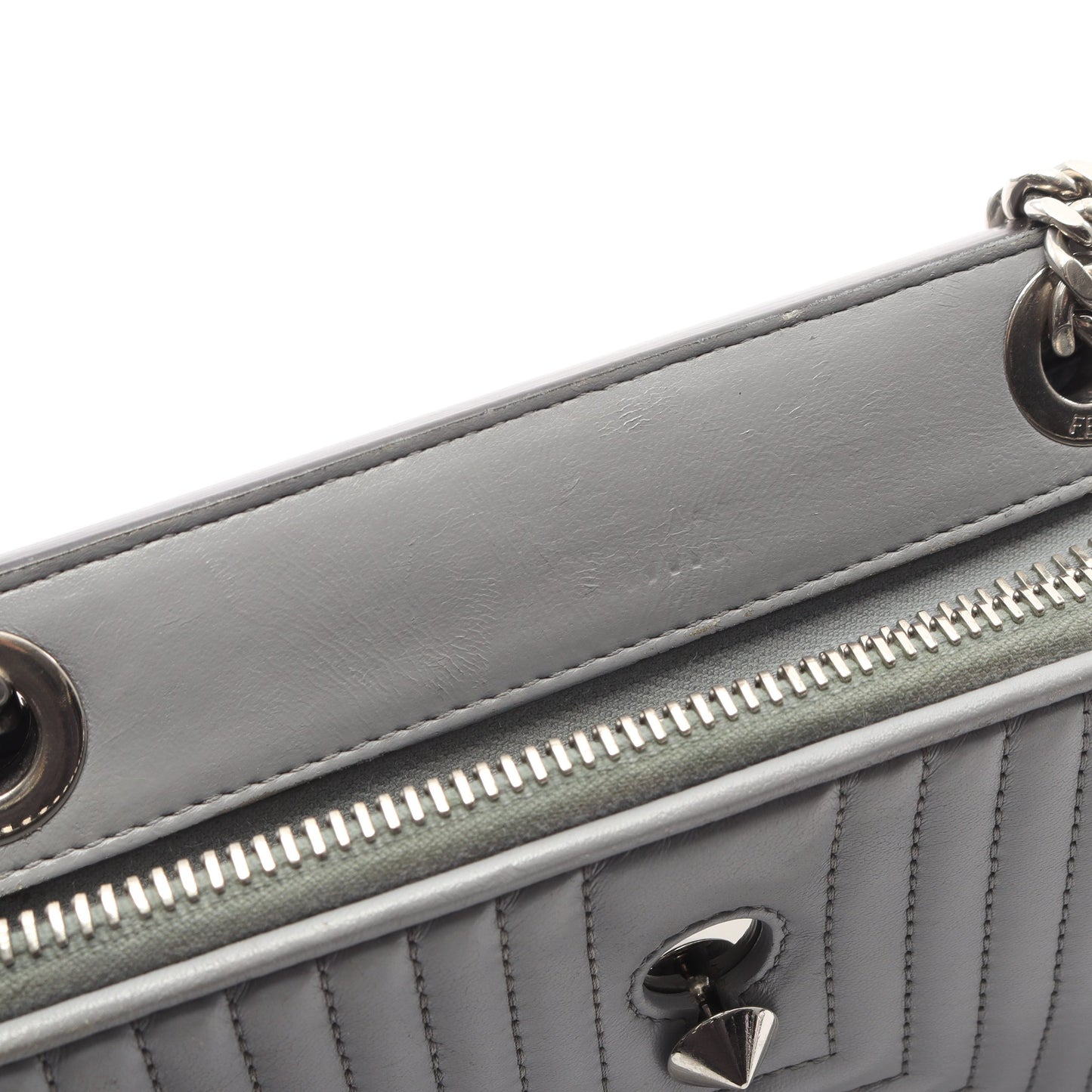 ドットコム クリック チェーンショルダーバッグ レザー ブルーグレー フェンディ バッグ FENDI