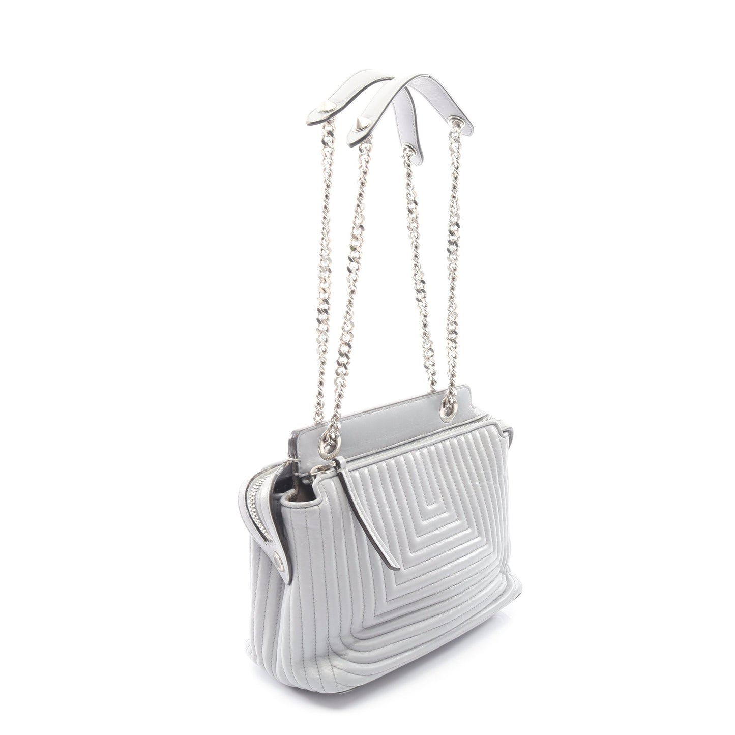 ドットコム クリック チェーンショルダーバッグ レザー ブルーグレー フェンディ バッグ FENDI