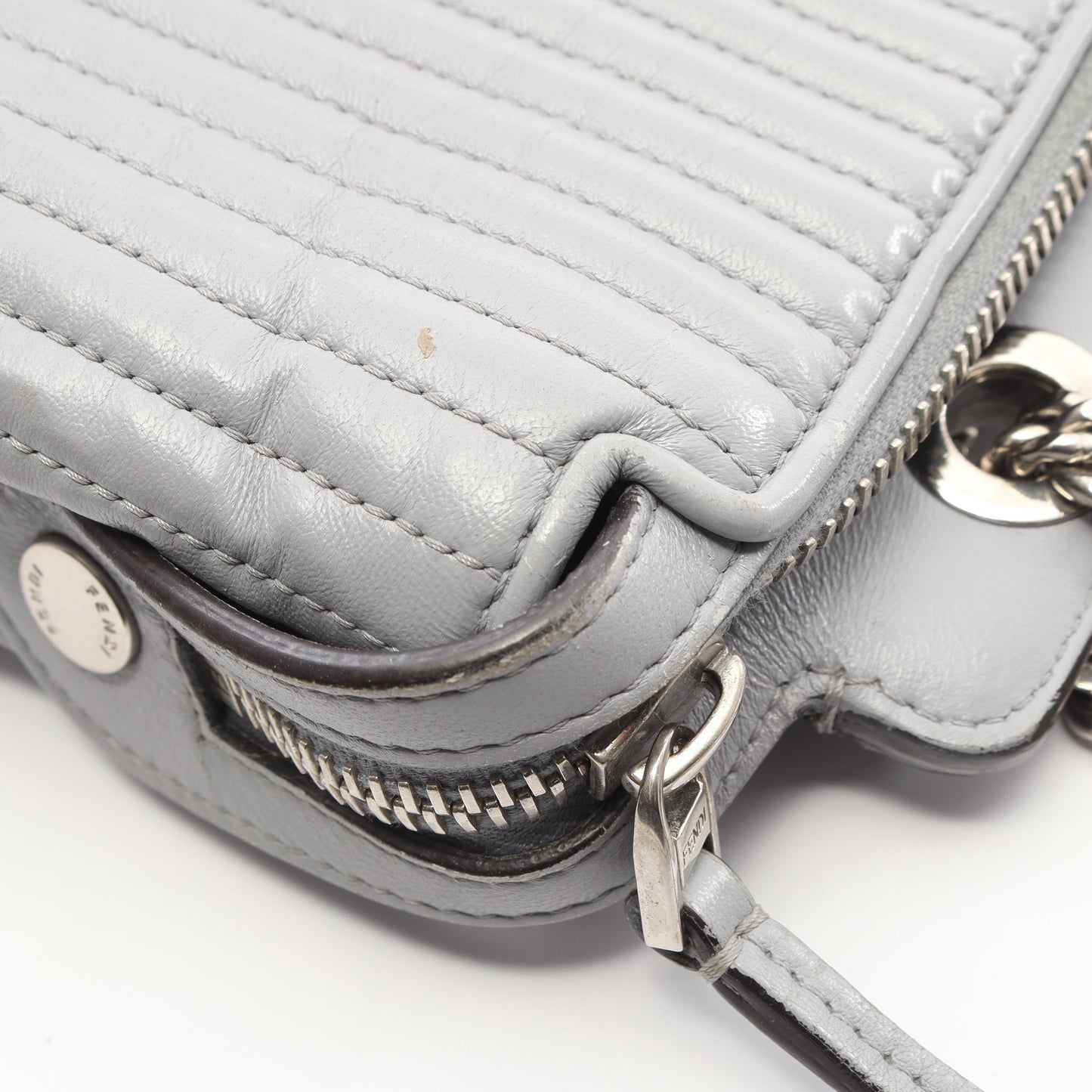 ドットコム クリック チェーンショルダーバッグ レザー ブルーグレー フェンディ バッグ FENDI
