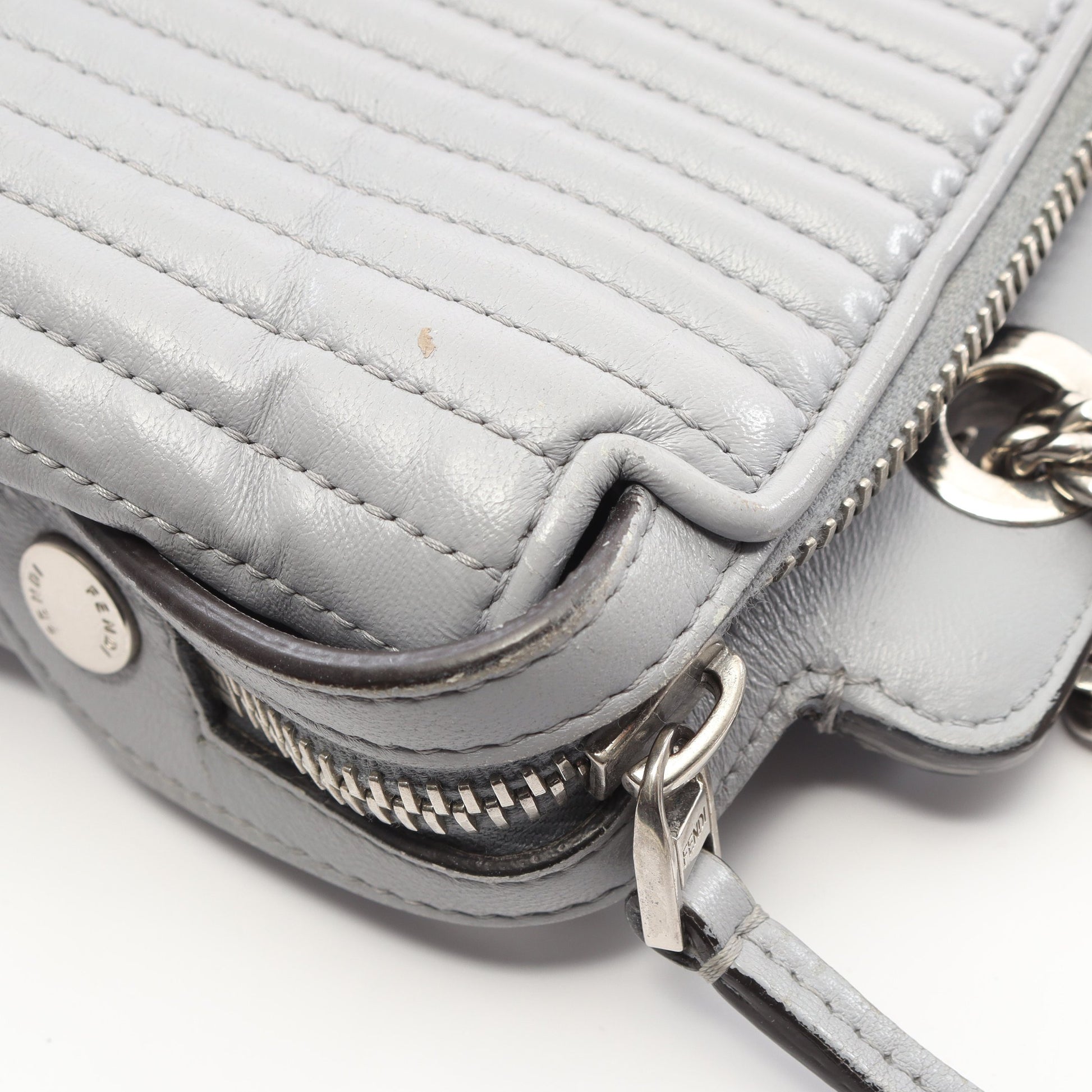 ドットコム クリック チェーンショルダーバッグ レザー ブルーグレー フェンディ バッグ FENDI