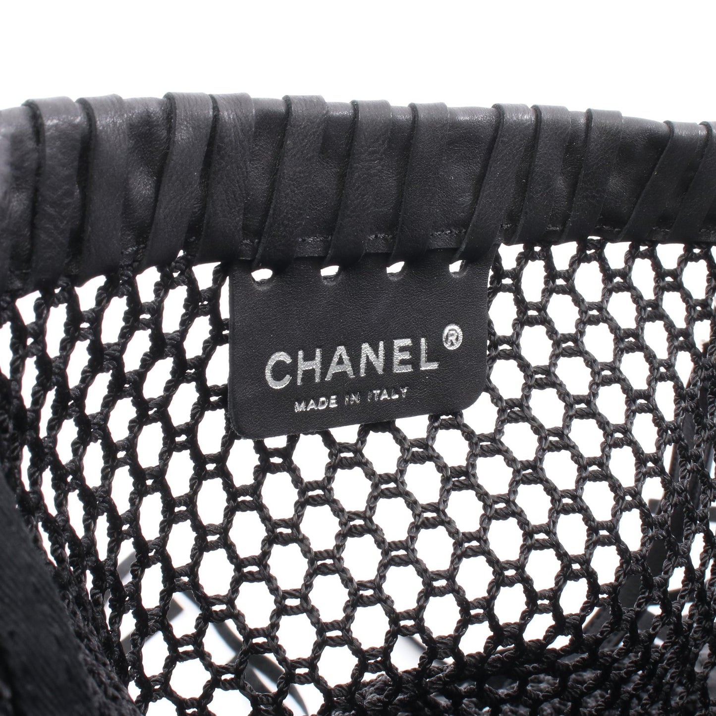 ココマーク チェーンショルダーバッグ メッシュ レザー ブラック シルバー金具 フリンジ シャネル バッグ CHANEL