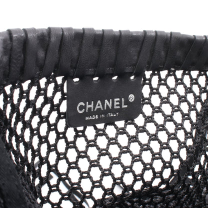 ココマーク チェーンショルダーバッグ メッシュ レザー ブラック シルバー金具 フリンジ シャネル バッグ CHANEL
