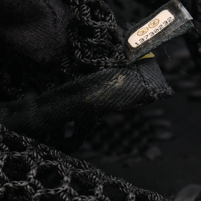 ココマーク チェーンショルダーバッグ メッシュ レザー ブラック シルバー金具 フリンジ シャネル バッグ CHANEL