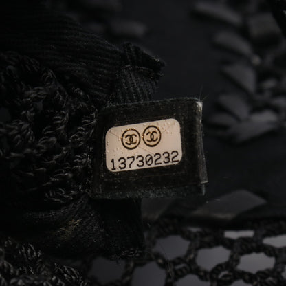ココマーク チェーンショルダーバッグ メッシュ レザー ブラック シルバー金具 フリンジ シャネル バッグ CHANEL