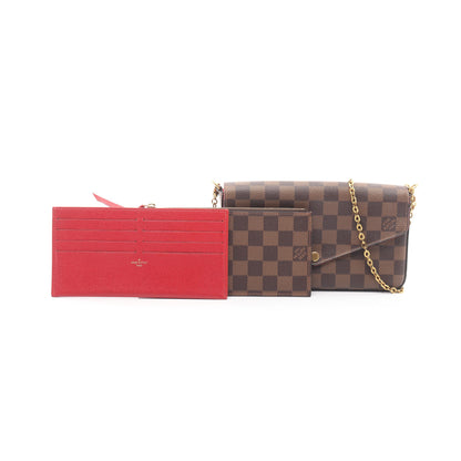 ポシェット フェリシー ダミエエベヌ チェーンウォレット PVC ブラウン ルイヴィトン バッグ LOUIS VUITTON
