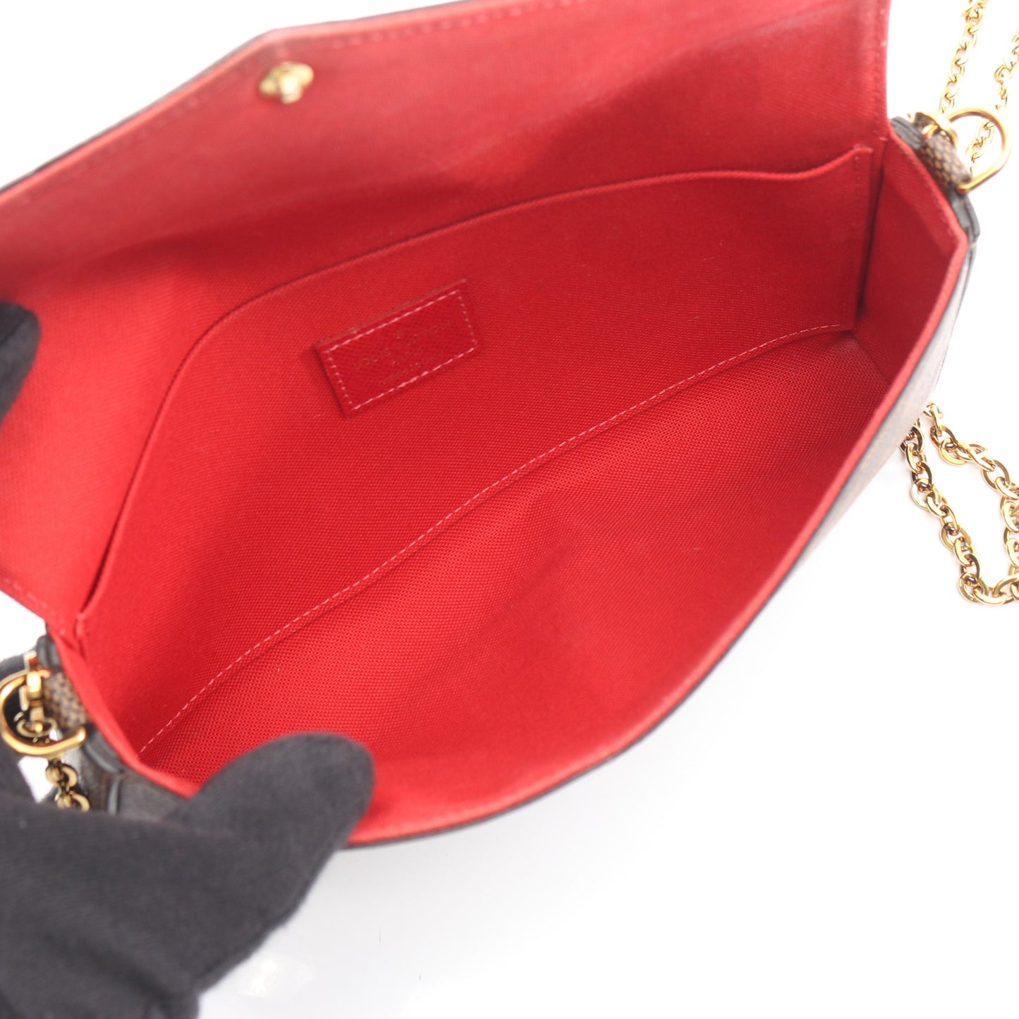 ポシェット フェリシー ダミエエベヌ チェーンウォレット PVC ブラウン ルイヴィトン バッグ LOUIS VUITTON