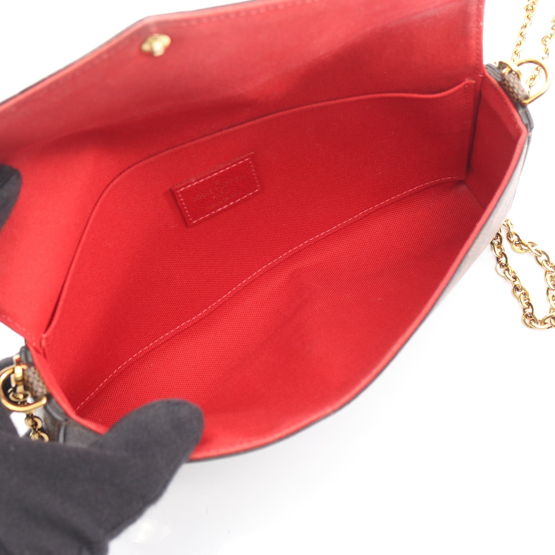 ポシェット フェリシー ダミエエベヌ チェーンウォレット PVC ブラウン ルイヴィトン バッグ LOUIS VUITTON