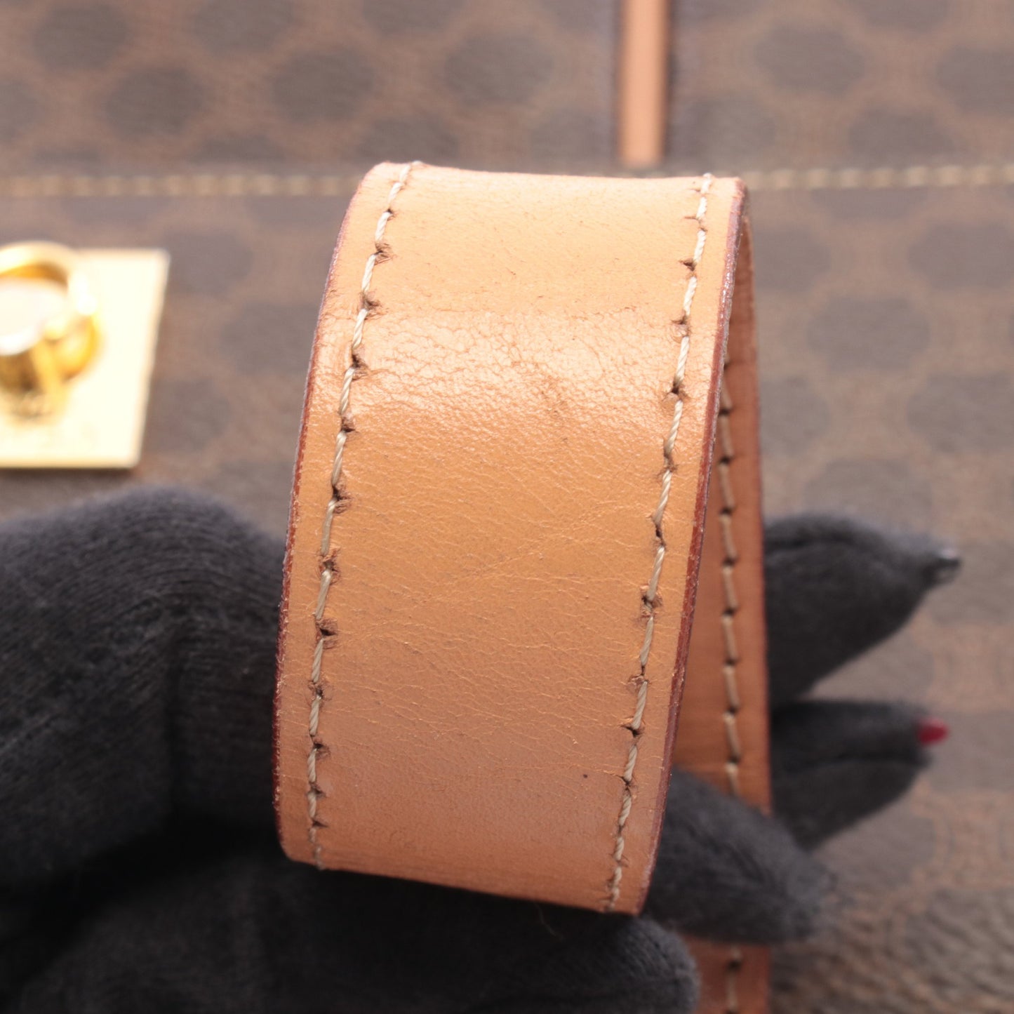 マカダム ショルダーバッグ PVC レザー ダークブラウン ブラウン セリーヌ バッグ CELINE