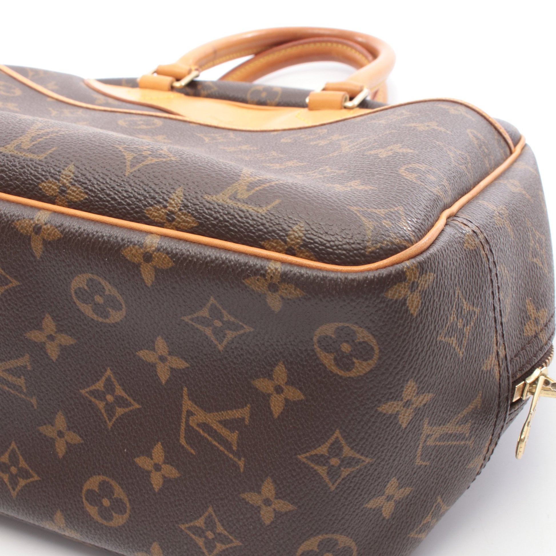 ドーヴィル ボーリングヴァニティ モノグラム ハンドバッグ PVC レザー ブラウン ルイヴィトン バッグ LOUIS VUITTON