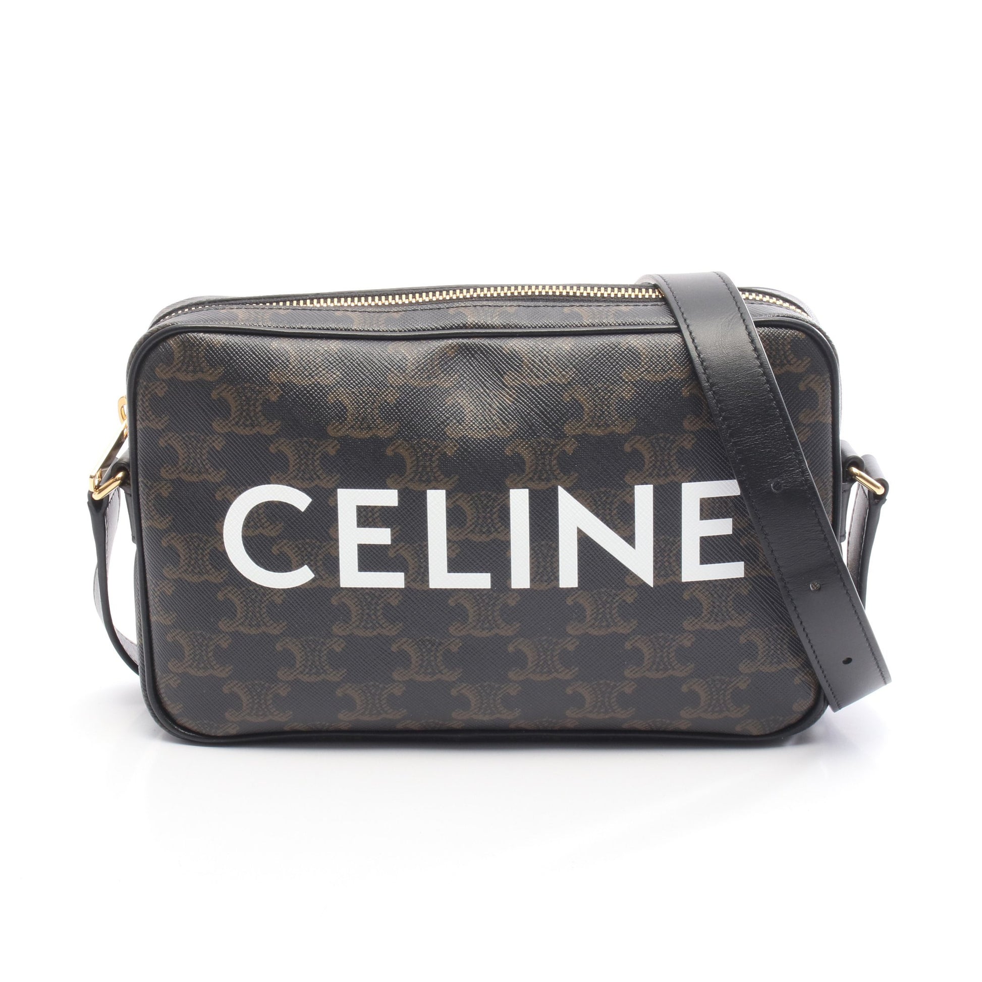 トリオンフ ミディアム メッセンジャーバッグ ショルダーバッグ PVC レザー ブラック ブラウン セリーヌ バッグ CELINE