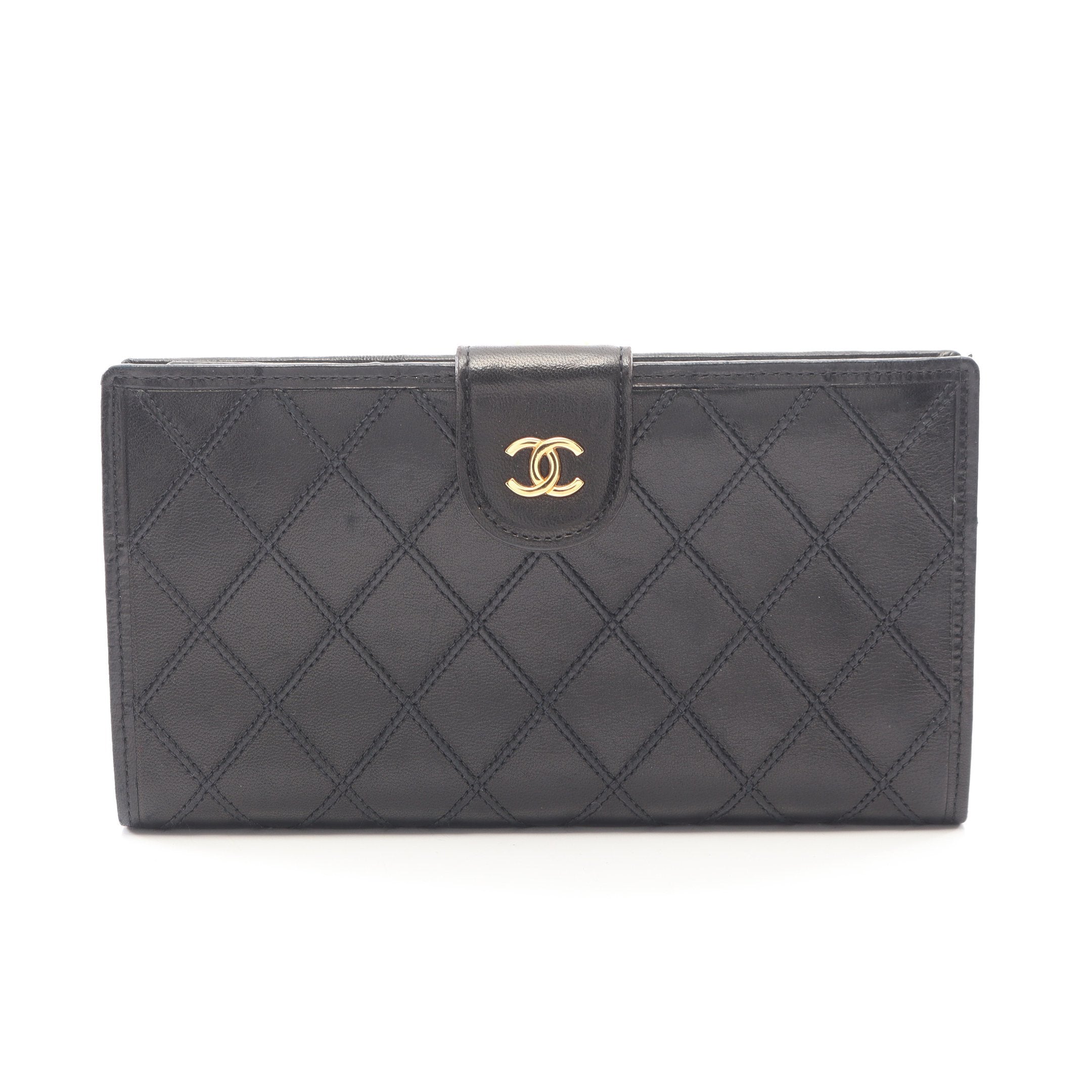 緊急特価 CHANEL ブラック ビコローレ ラムスキン 長財布 【公式通販】