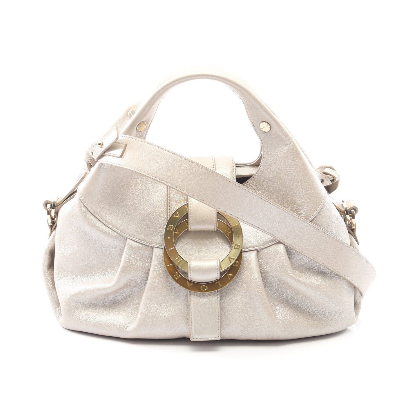 チャンドラ ハンドバッグ レザー ライトグレー 2WAY ブルガリ バッグ BVLGARI