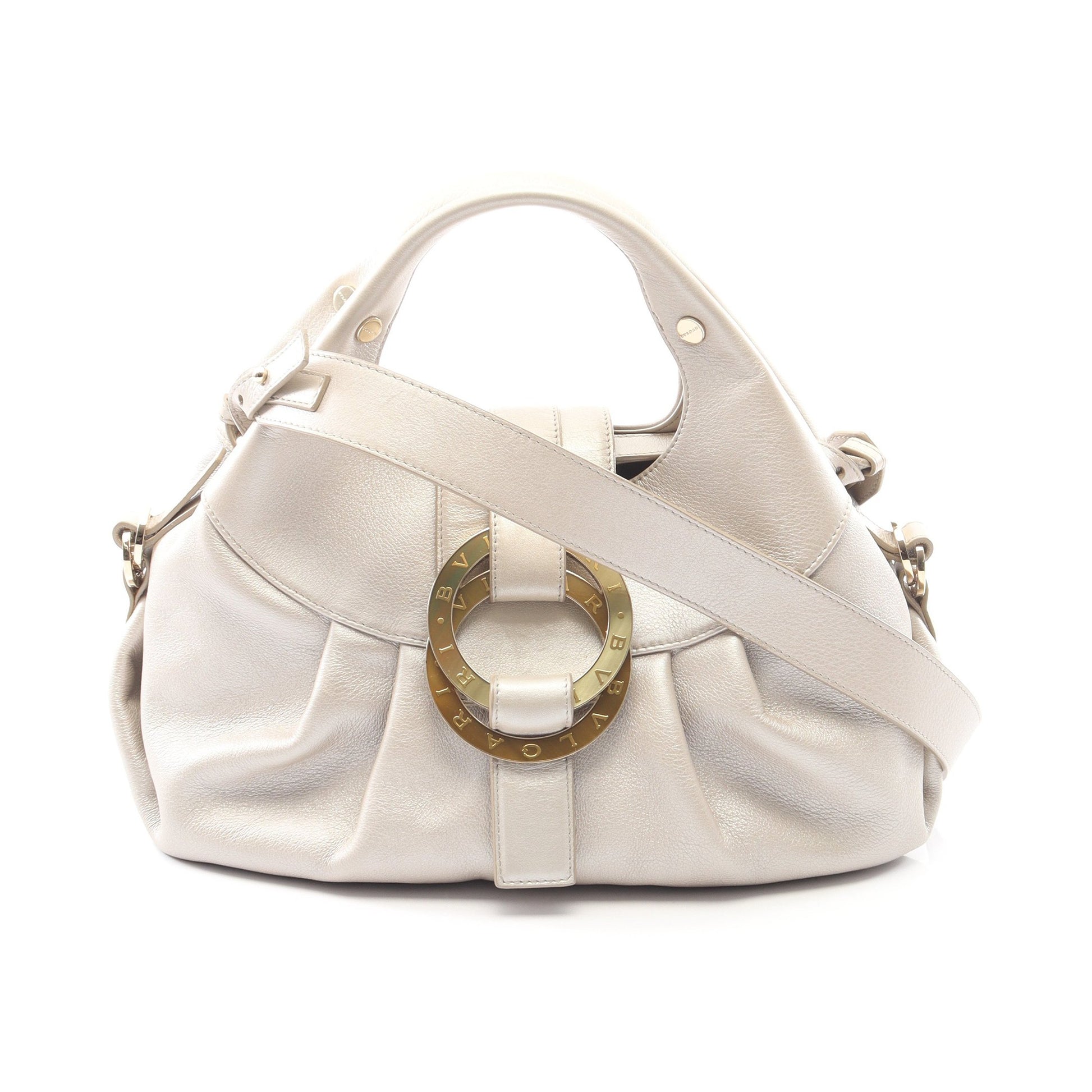チャンドラ ハンドバッグ レザー ライトグレー 2WAY ブルガリ バッグ BVLGARI
