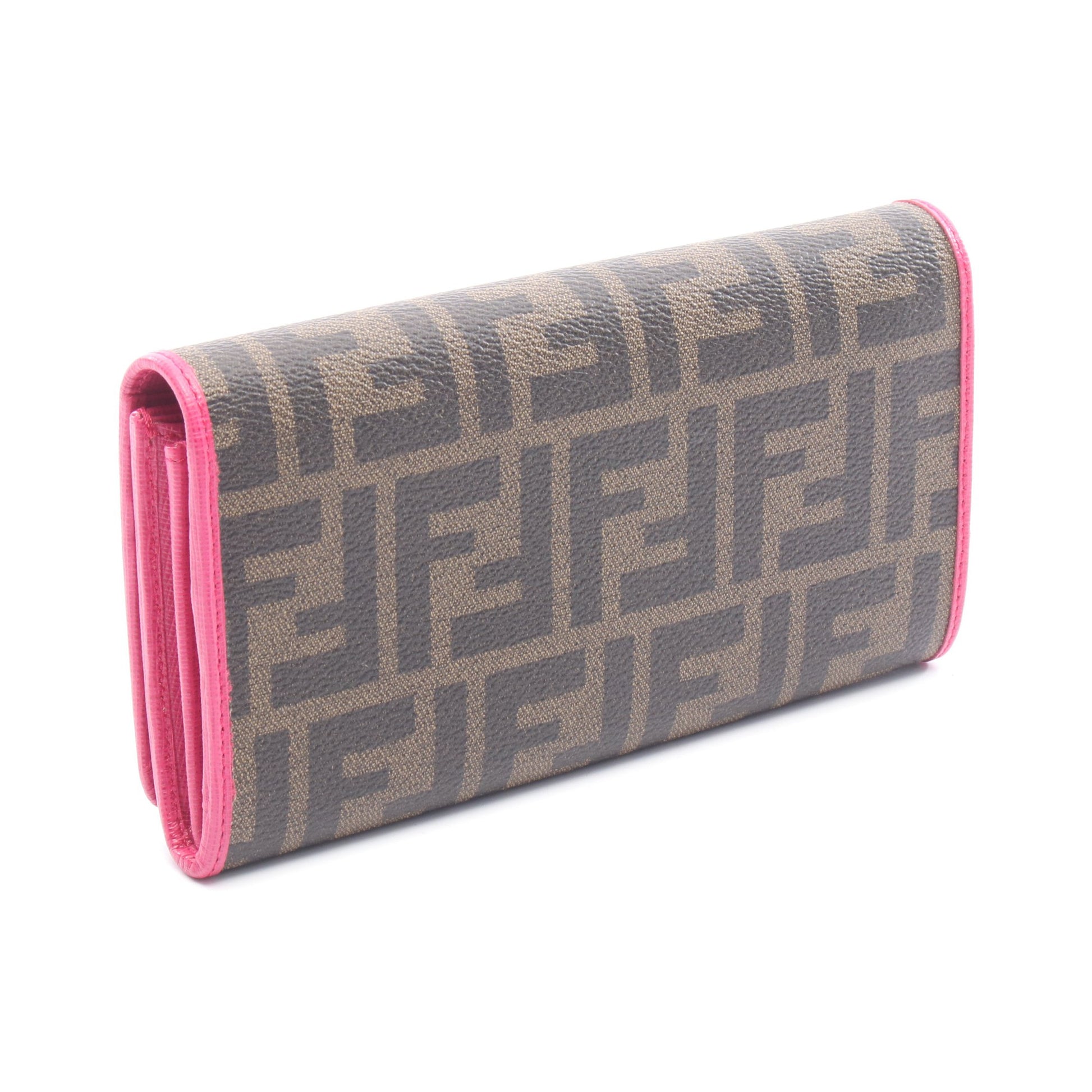 ズッカ 二つ折り長財布 PVC レザー ブラウン ブラック ピンク フェンディ 財布・小物 FENDI