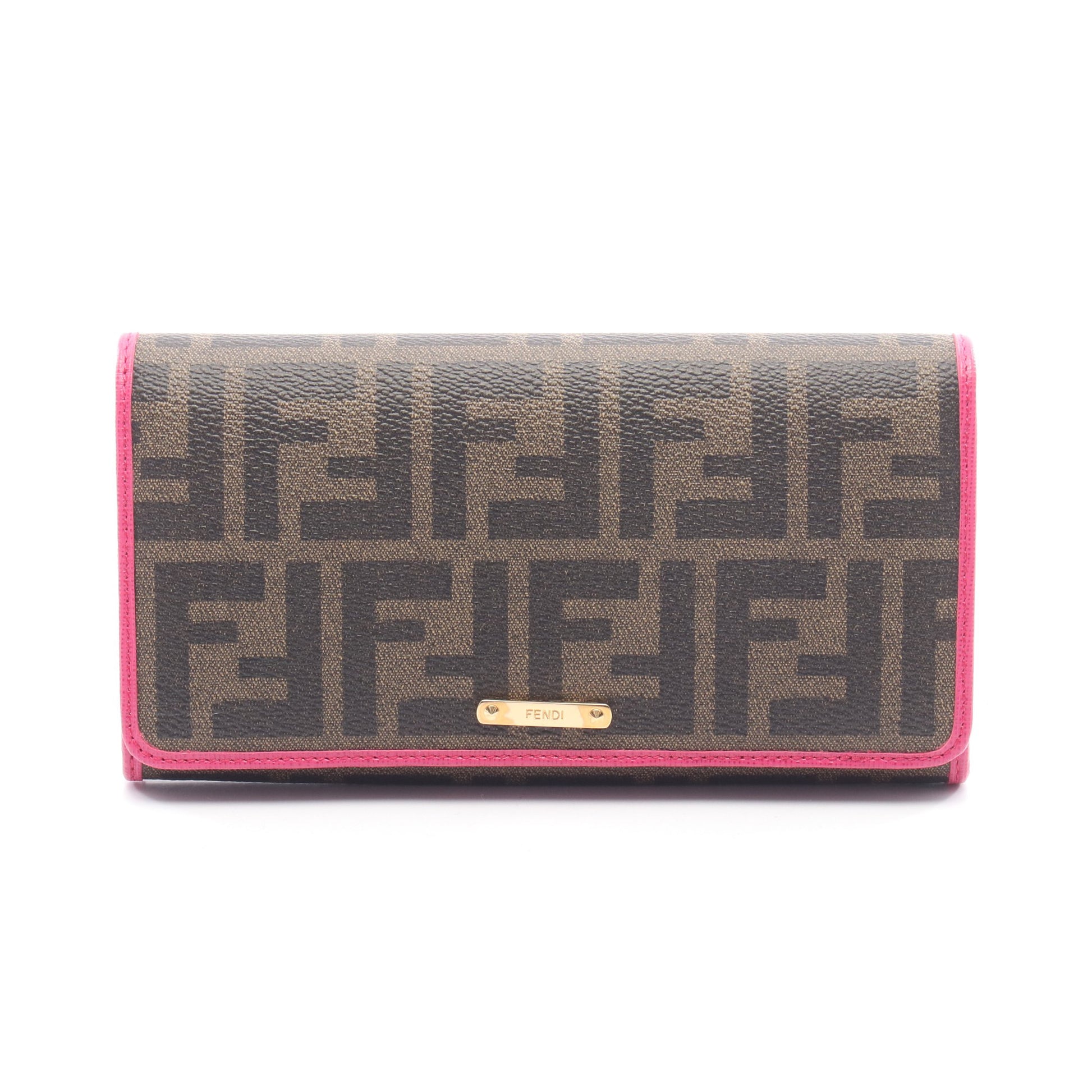 ズッカ 二つ折り長財布 PVC レザー ブラウン ブラック ピンク フェンディ 財布・小物 FENDI