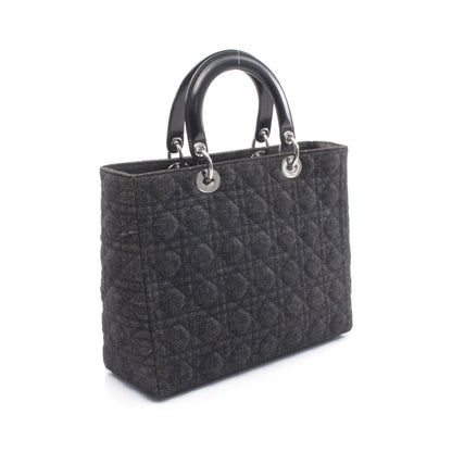 レディディオール ラージ カナージュ ハンドバッグ デニム レザー ブラック クリスチャンディオール バッグ Christian Dior