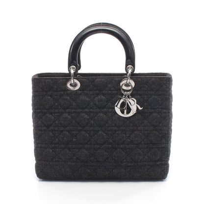 レディディオール ラージ カナージュ ハンドバッグ デニム レザー ブラック クリスチャンディオール バッグ Christian Dior