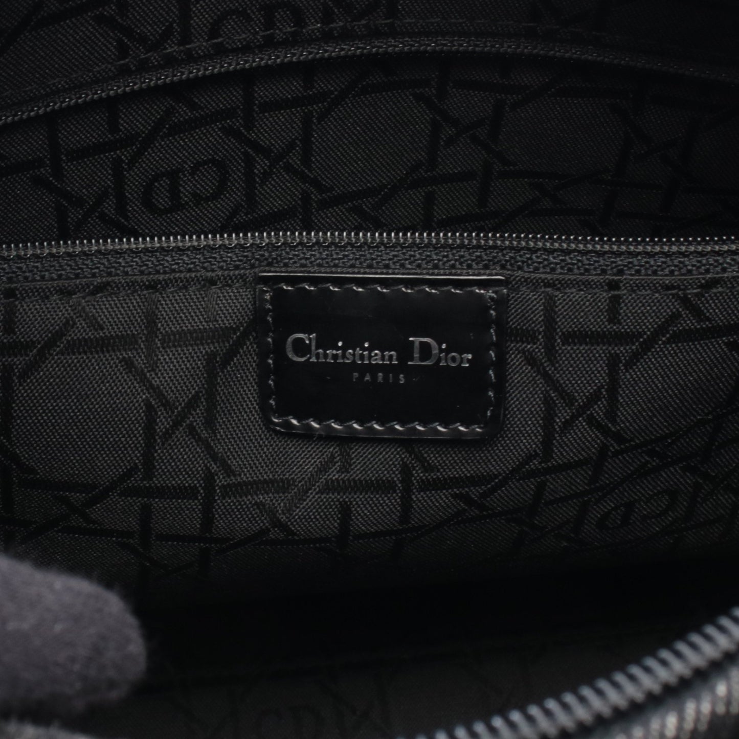 レディディオール ラージ カナージュ ハンドバッグ デニム レザー ブラック クリスチャンディオール バッグ Christian Dior