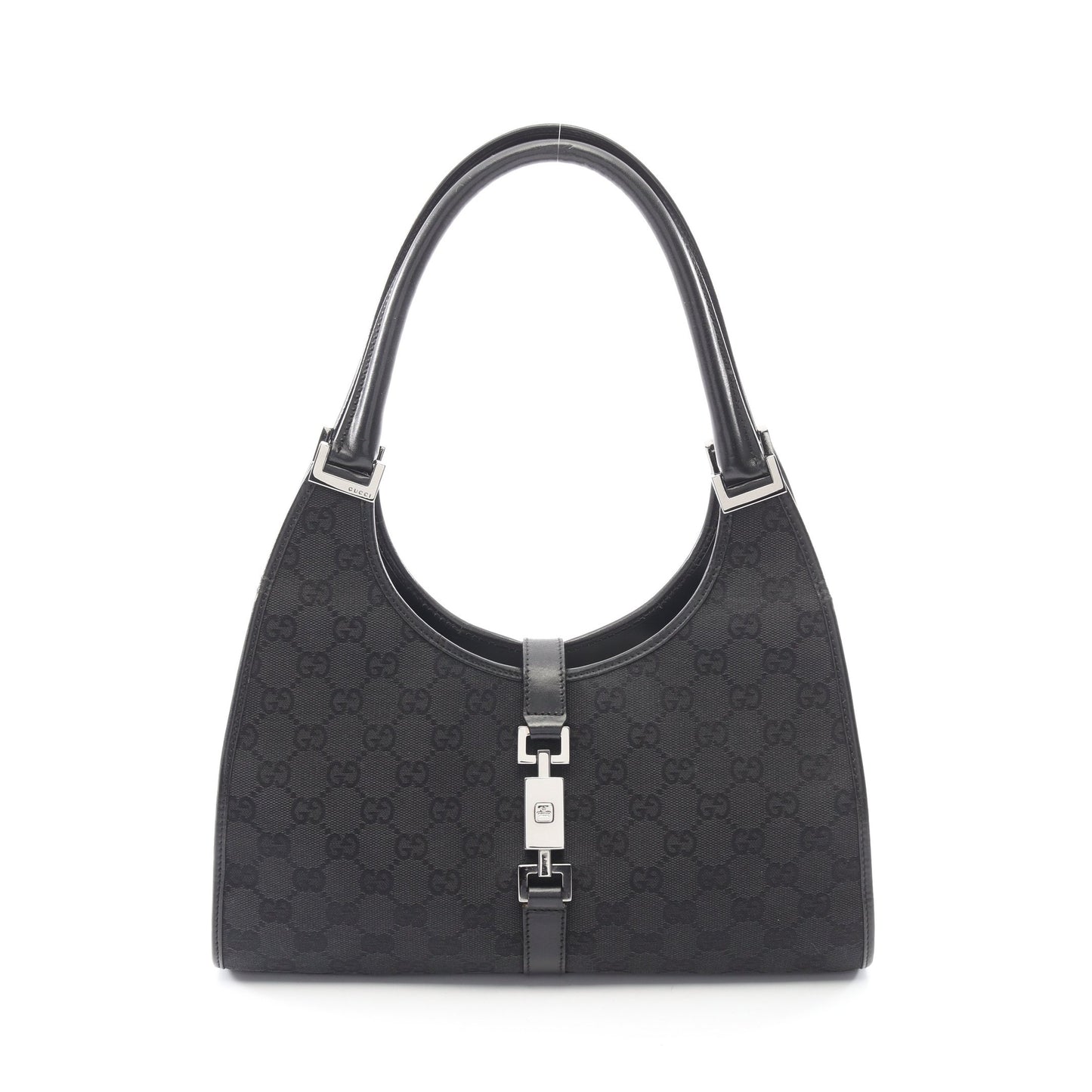 ジャッキー GGキャンバス ショルダーバッグ キャンバス レザー ブラック グッチ バッグ GUCCI