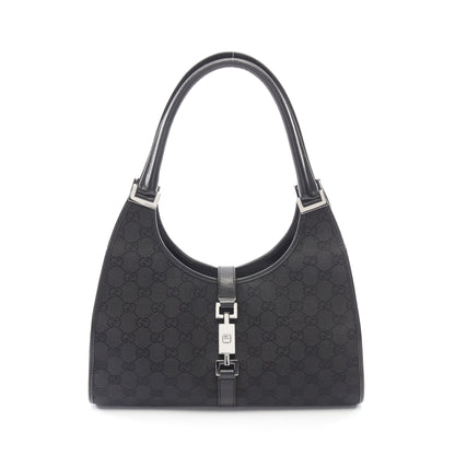 ジャッキー GGキャンバス ショルダーバッグ キャンバス レザー ブラック グッチ バッグ GUCCI