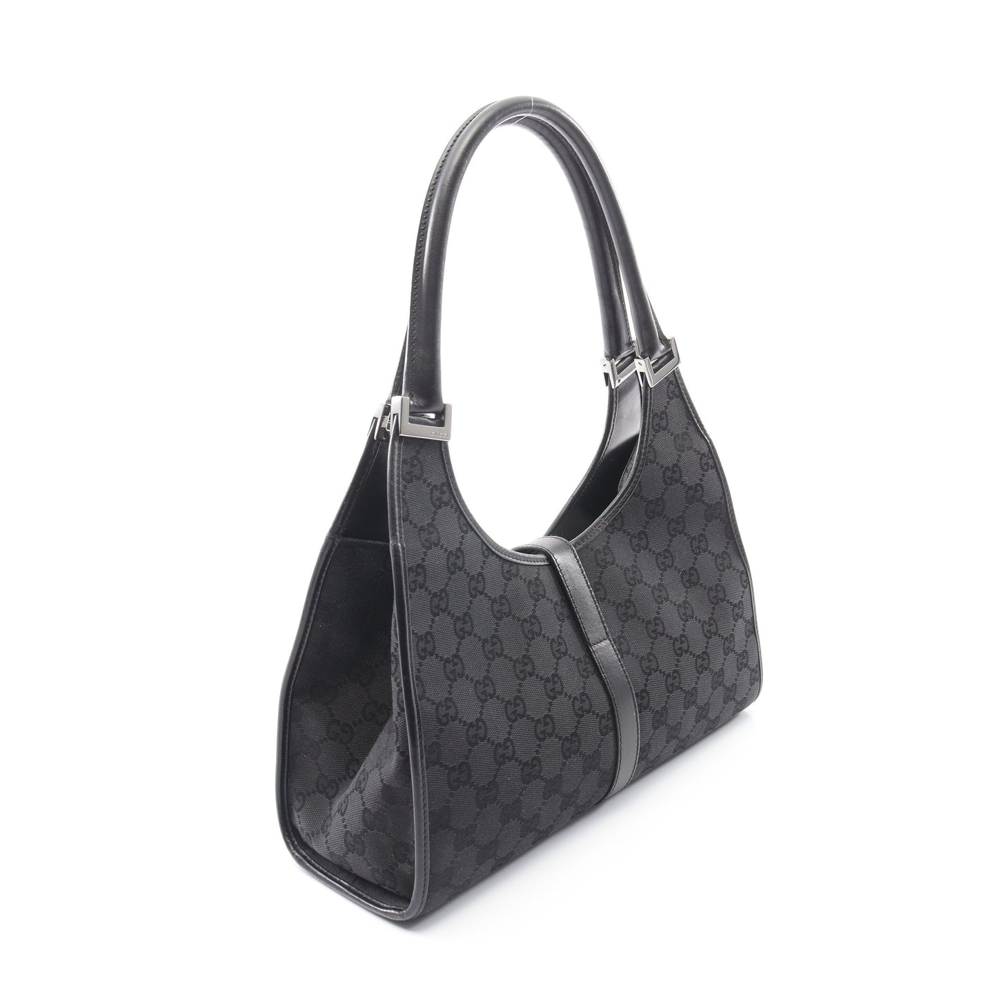 ジャッキー GGキャンバス ショルダーバッグ キャンバス レザー ブラック グッチ バッグ GUCCI
