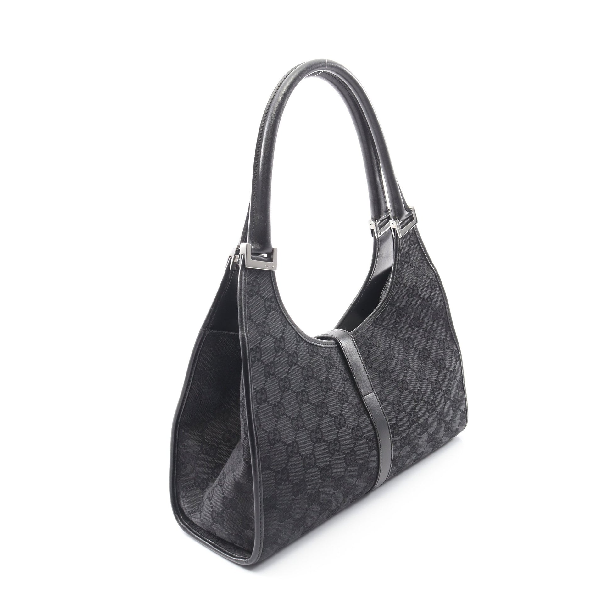 ジャッキー GGキャンバス ショルダーバッグ キャンバス レザー ブラック グッチ バッグ GUCCI
