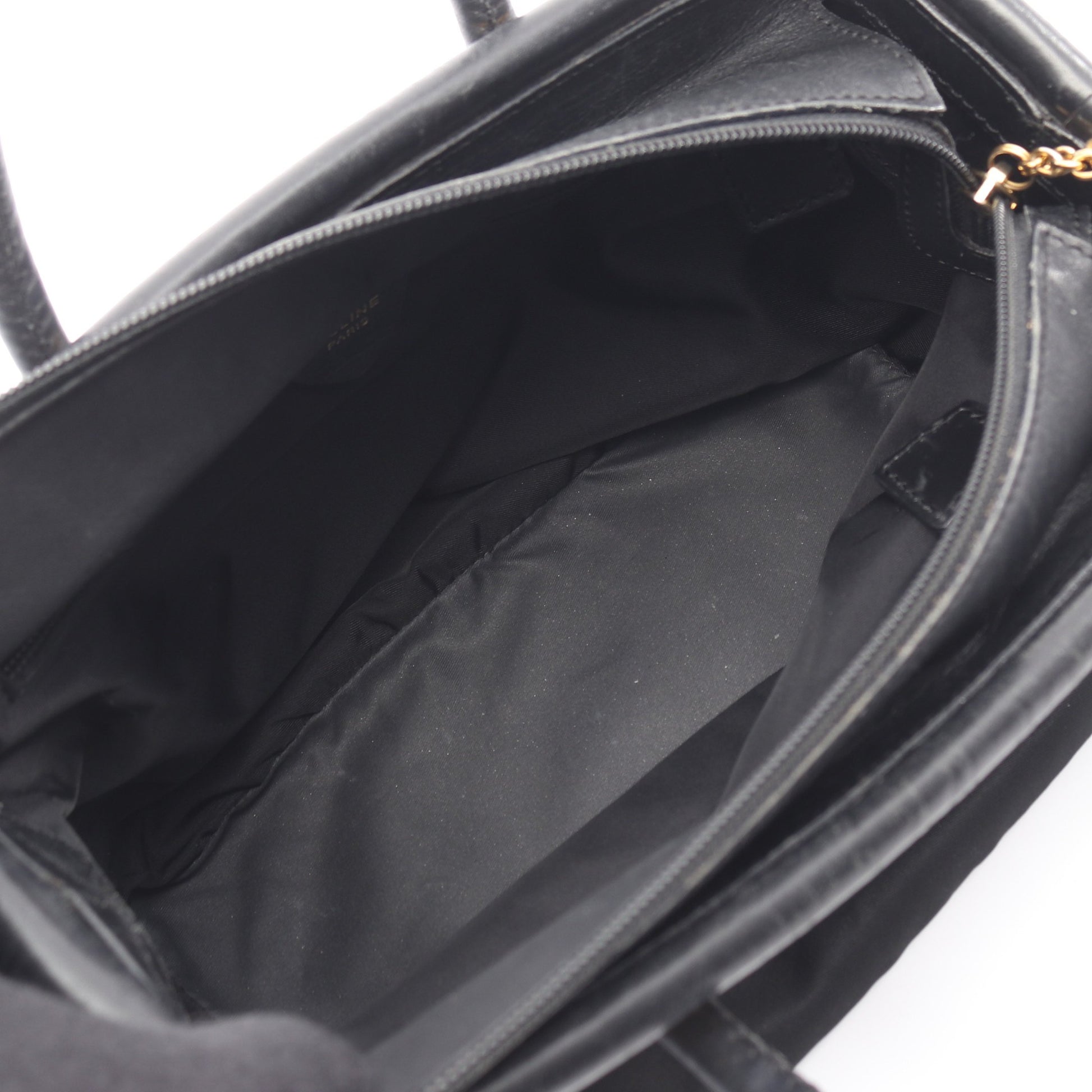 サークルロゴ ハンドバッグ ナイロン レザー ブラック セリーヌ バッグ CELINE