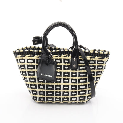ビストロXS かごバッグ ハンドバッグ ブラック イエロー 2WAY バレンシアガ バッグ BALENCIAGA
