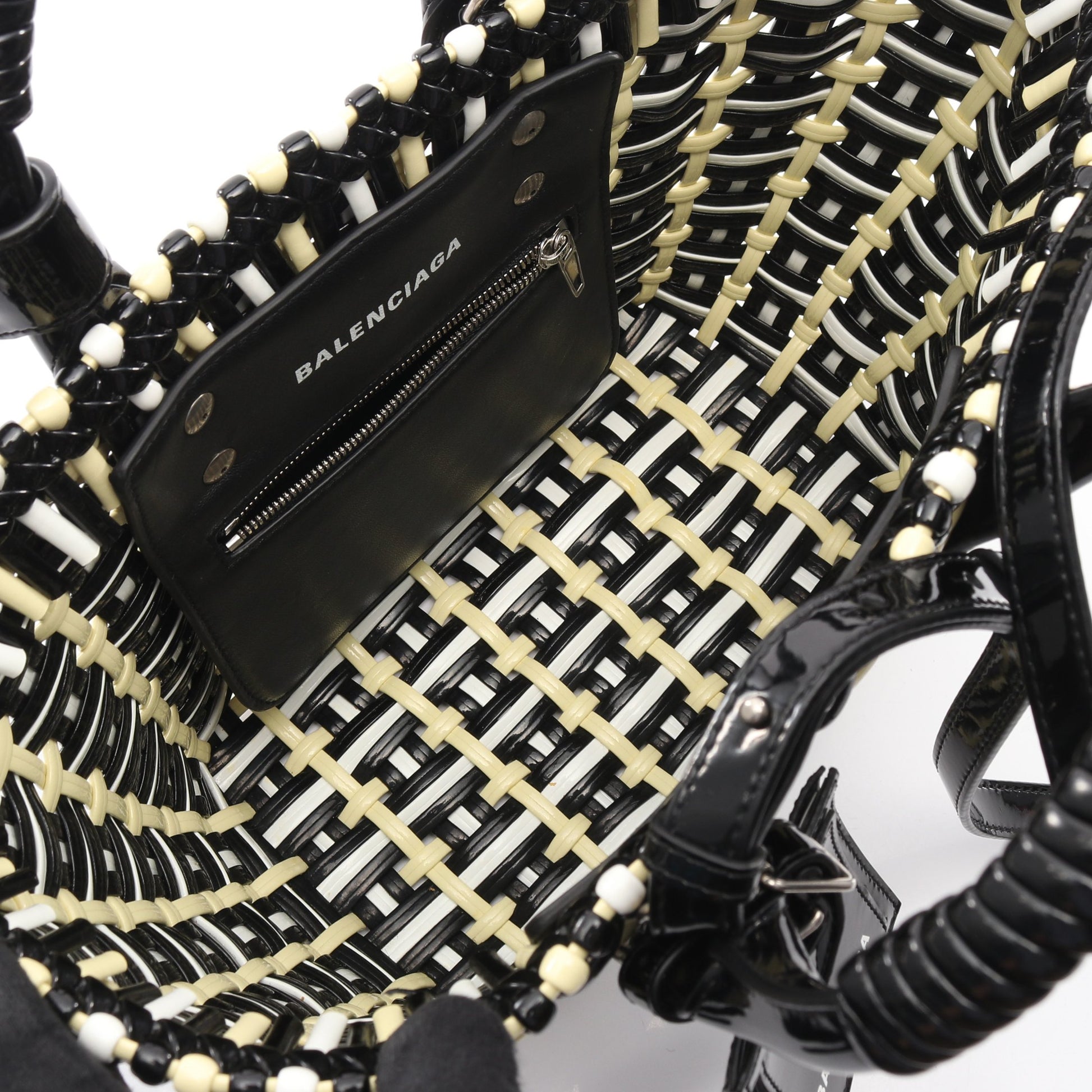 ビストロXS かごバッグ ハンドバッグ ブラック イエロー 2WAY バレンシアガ バッグ BALENCIAGA