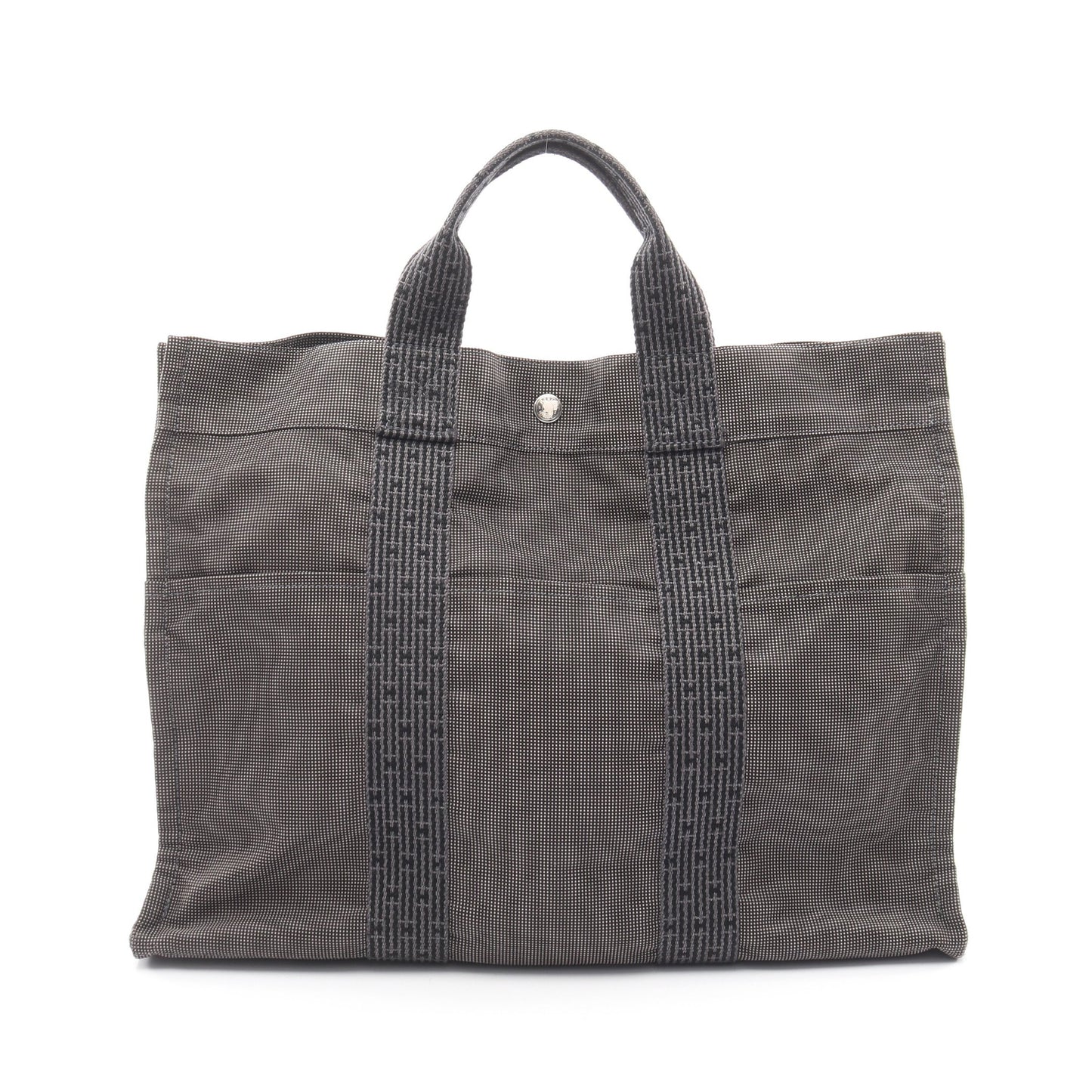 エールラインMM ハンドバッグ トートバッグ ナイロンキャンバス ダークグレー シルバー金具 エルメス バッグ HERMES