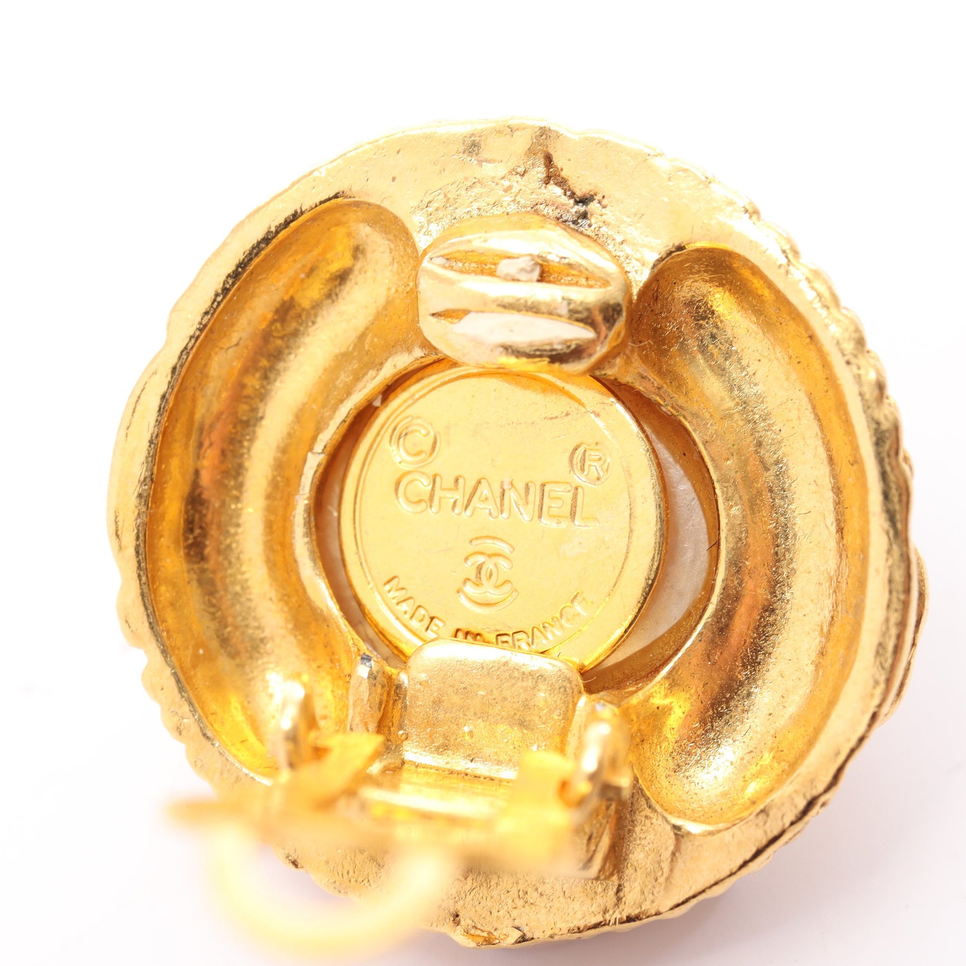 ココマーク ヴィンテージ イヤリング GP フェイクパール ゴールド オフホワイト シャネル アクセサリー CHANEL